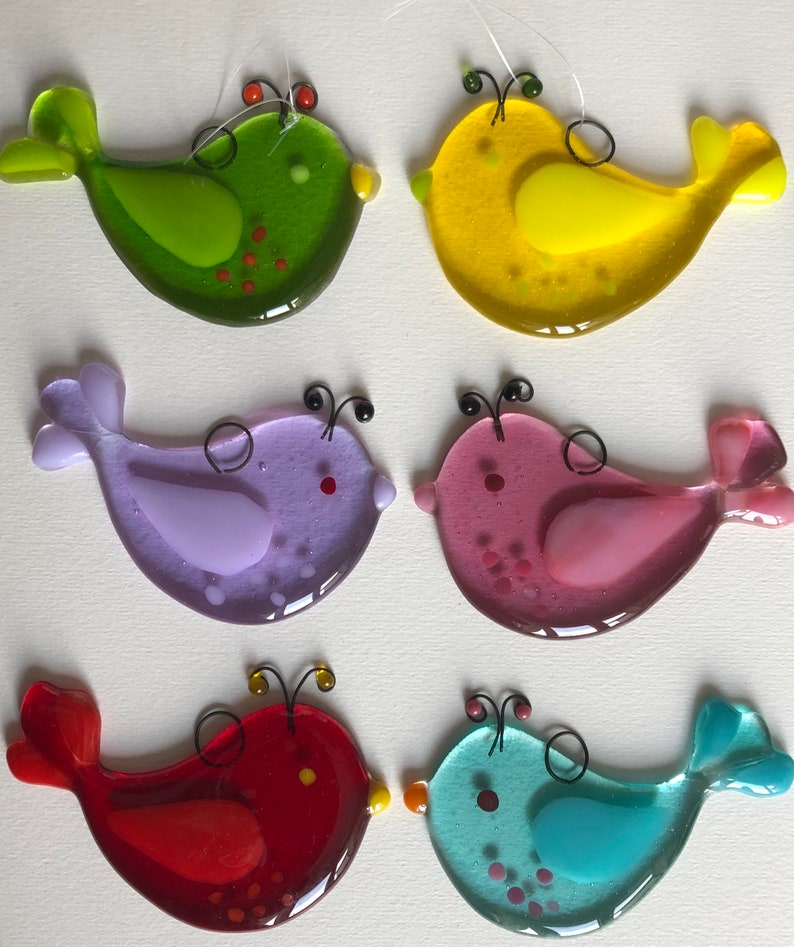 Glass Bird Stakes for Flower Bed or Plant Pot Fused Glass Etsy UK