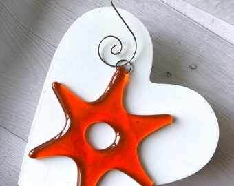 Glass star suncatcher hanging ornament, Christmas decoration, gift for teacher, teaching sssistant, new baby nursery