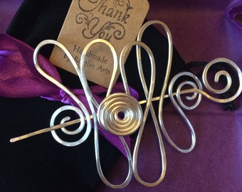 Stunning silver shawl pin, sweater clip, scarf brooch, knitter gift, gift for her, knitwear accessories