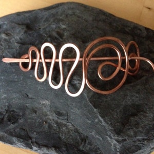 Copper hair stick, hair barrette, shawl pin, hair slide, hair accessories, scarf clip, hammered wire jewellery, gift for her