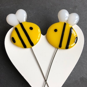 Fused Glass Bee Plant Pot Stake, Handmade Home and Garden Decor
