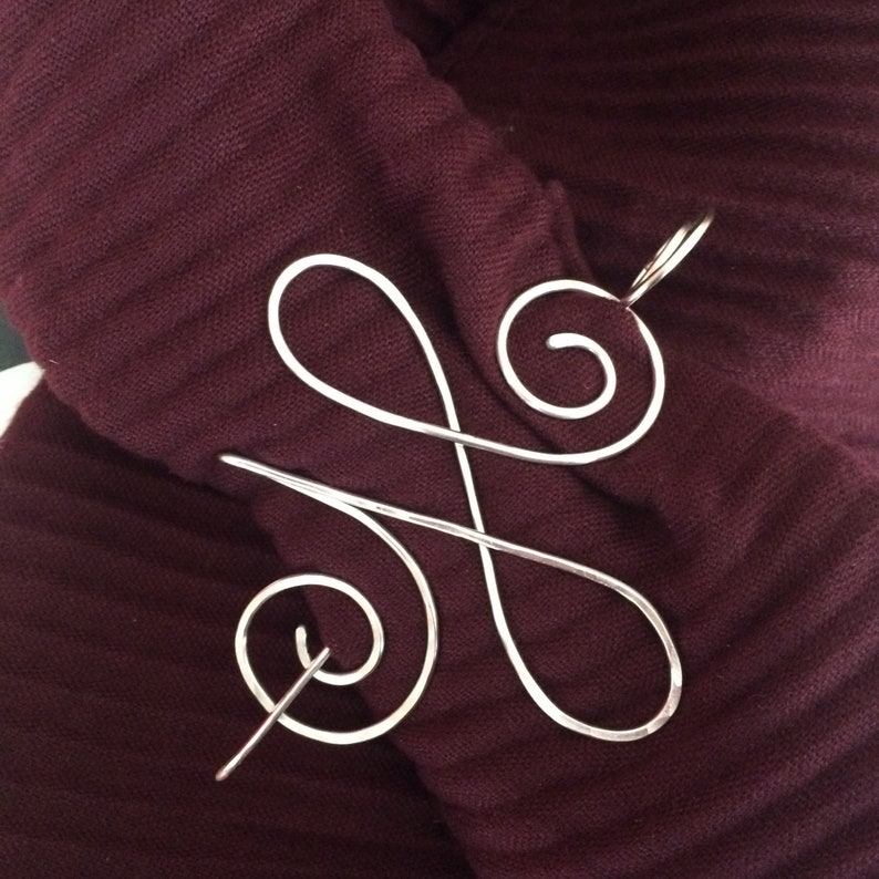 Celtic shawl pin, friendship symbol, silver scarf close, knit and crochet accessories, best friend gift, bridesmaid gift image 5