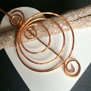 Concentric circles hair pin, hair slide, handmade hammered brooch, gift for her, hair styling accessories