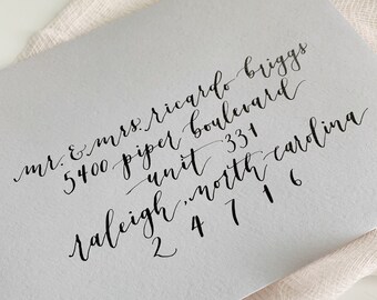 Hand Addressed Envelope Aurora Style | Wedding Envelope Calligraphy | Elegant Envelope Calligraphy | Envelope Calligraphy Commission