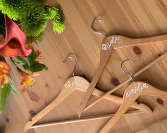 Personalized Wooden Hanger | Calligraphy Wedding Hanger | Bridesmaid Dress Hanger | Wedding Dress Hanger| Bridesmaid Gift