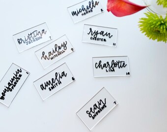 Acrylic Calligraphy Place cards | Clear Wedding Place cards | Escort Cards | Dinner Party Place card | Flat Place Card | Unique Place Card