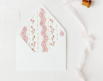 Watercolor Striped Floral Lined Envelopes