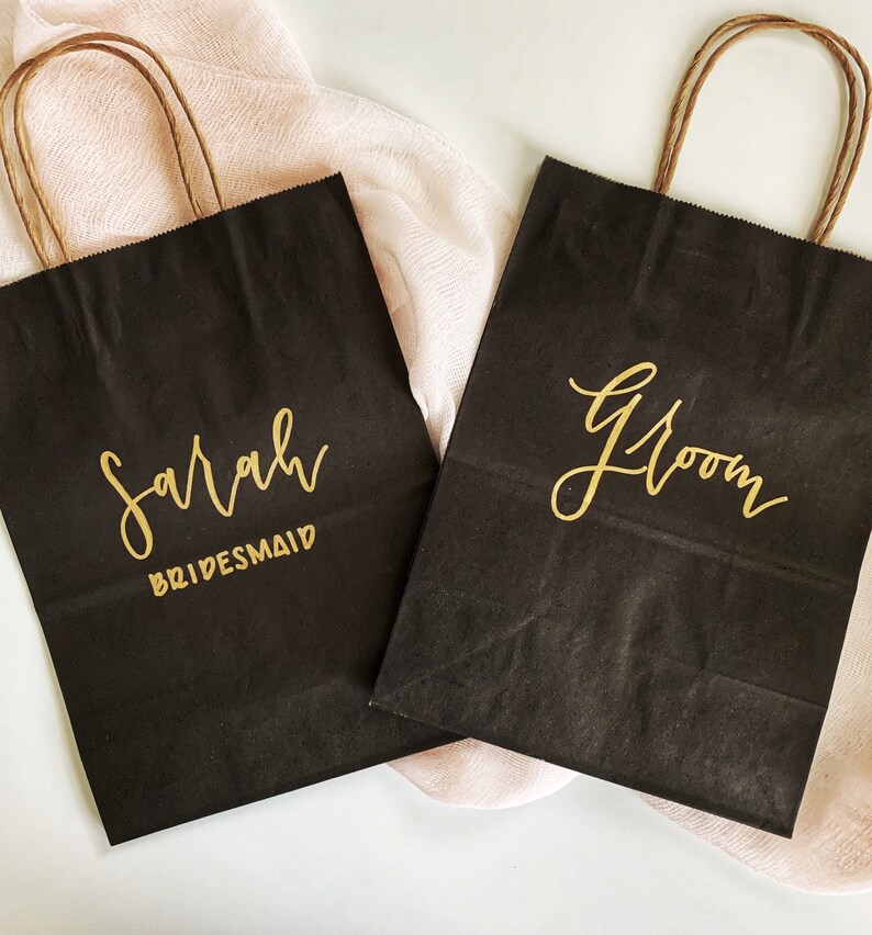 Custom Black Gift bags Personalized gift bags Wedding Etsy