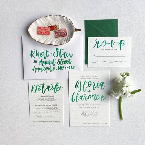 Custom Wedding Invitation Luxe Watercolor Invitation Etsy