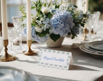 Instant Download Bluebell Garden Escort Cards, Watercolor Floral Place Card, Printable Folded Tent Card