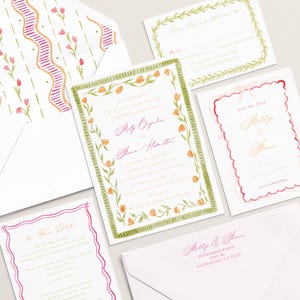 Bright Floral Watercolor Wedding Invitation | Whimsical Watercolor Wedding Invitation