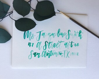 Elizabeth Style White  | Watercolor Brush Calligraphy | Wedding Envelope Calligraphy | Invitation Envelope | Hand lettered Envelope