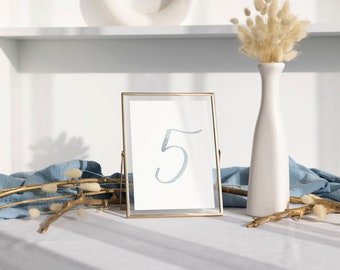 INSTANT Slate Blue Watercolor Table Numbers TEMPLATE, Instant Download, Printable Wedding Table Numbers, Watercolor Wedding Table Numbers