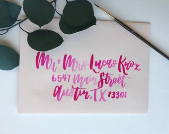 Watercolor Brush Lettering Elizabeth Style | Wedding Envelope Calligraphy | Invitation Envelope | Handlettered Envelope | Modern Calligraphy