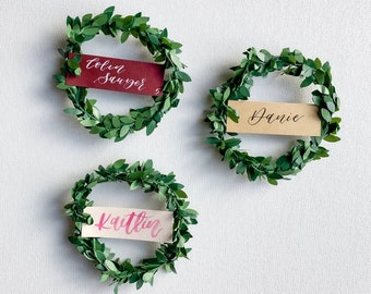 Boxwood Mini Wreath Place Card