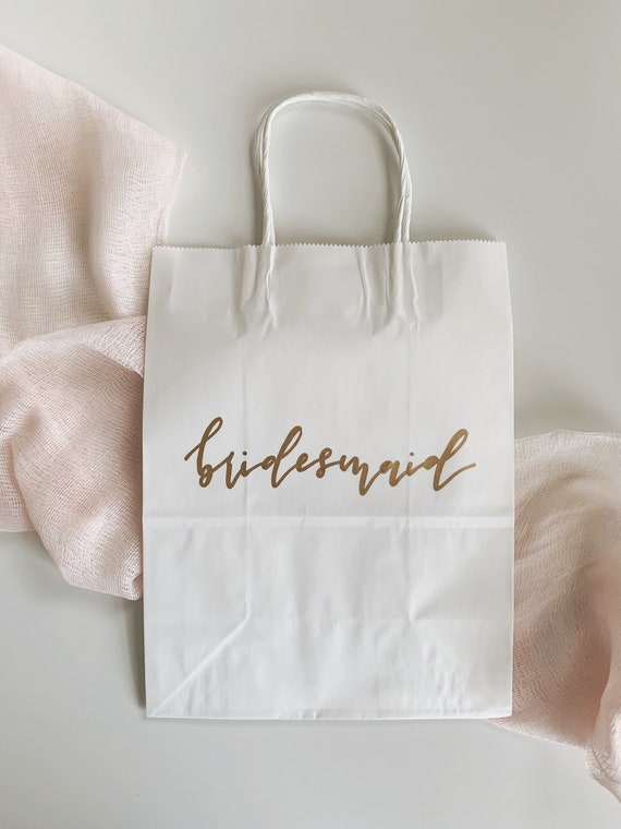 gift bags for bridesmaids Personalized gift bags Party bags with names custom gift bags,Black White paper bags with silver font