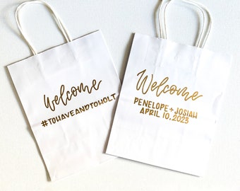 White Welcome Bags | Bridesmaid Gift Bags | Wedding Welcome Bags | Personalized White Paper Bags | Wedding Welcome Gift | Groomsman Gift Bag