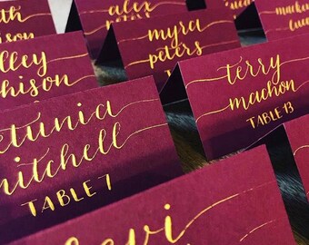 Tented Calligraphy Place cards | Wedding Place cards | Escort Cards | Dinner Party Place cards | Mackenzie Style