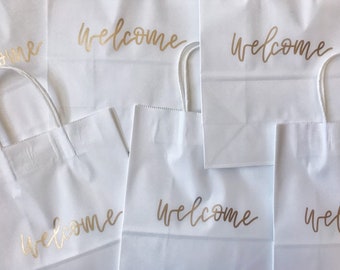 White Welcome Bags | Bridesmaid Gift Bags | Wedding Welcome Bags | Personalized White Paper Bags | Wedding Welcome Gift | Groomsman Gift Bag