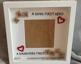 Personalised gift for dad, Daddy Scrabble box Frame, Father’s Day Gift, Personalised Scrabble Frame, A sons first hero