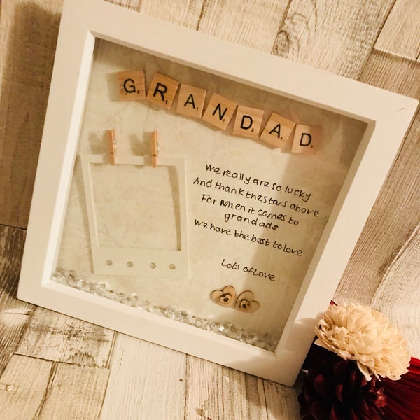 Personalised Gift for GRANDAD ,Fathers day gift, Present For GRANDAD, Scrabble box Frame , Frame for grandad