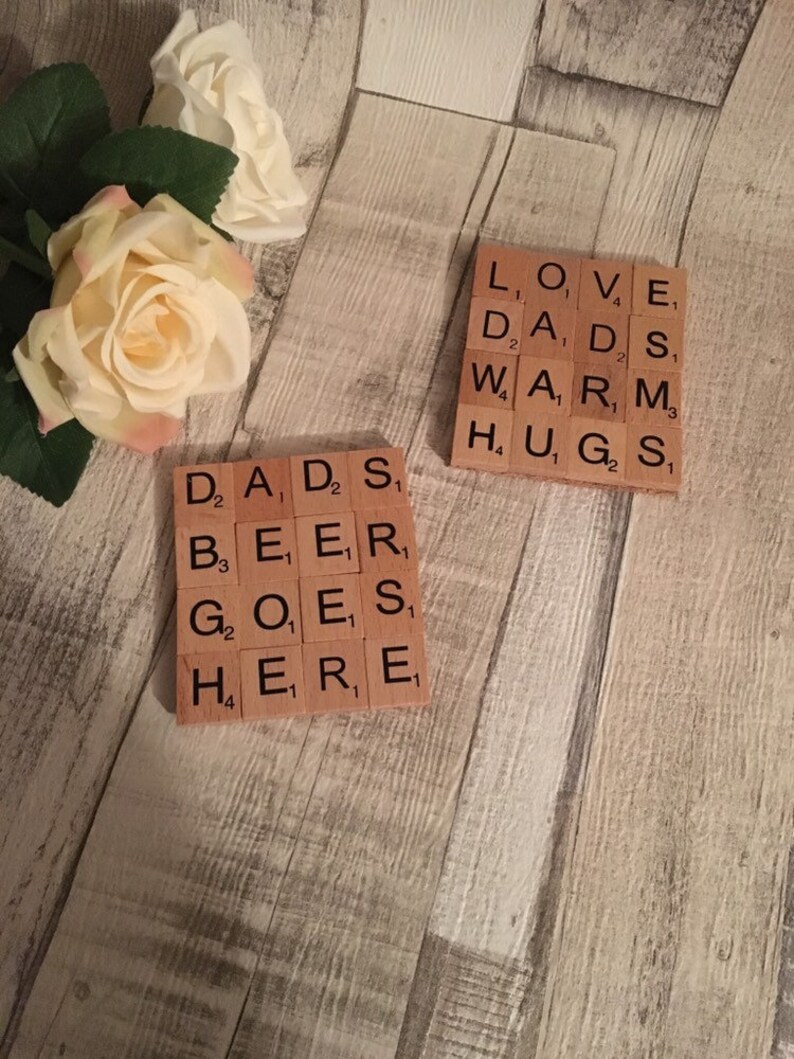 Personalised coasters, scrabble coasters gift for dad, gift for mom, keepsake, Fathers Day gift image 2