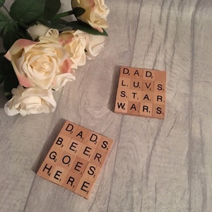 Personalised coasters, scrabble coasters gift for dad, gift for mom, keepsake, Fathers Day gift image 9