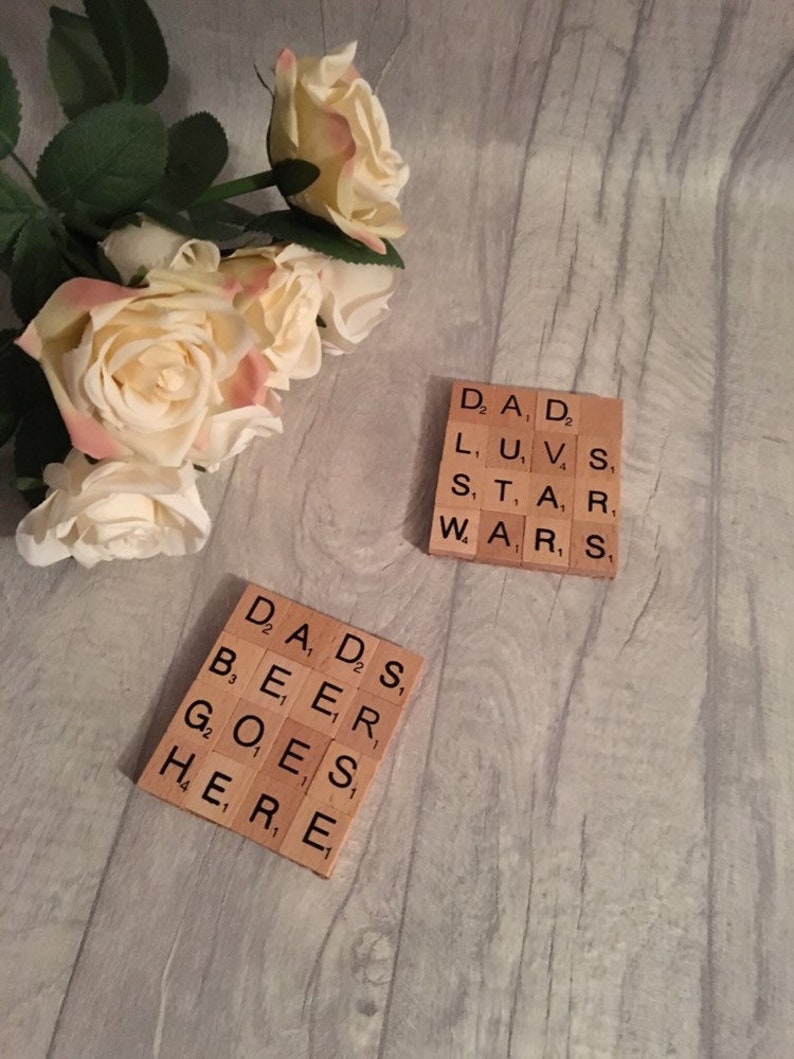 Personalised coasters, scrabble coasters gift for dad, gift for mom, keepsake, Fathers Day gift image 9