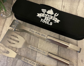 Personalised BBQ tools with carry case, Father’s Day gift, Gift for Daddy , Grill Master