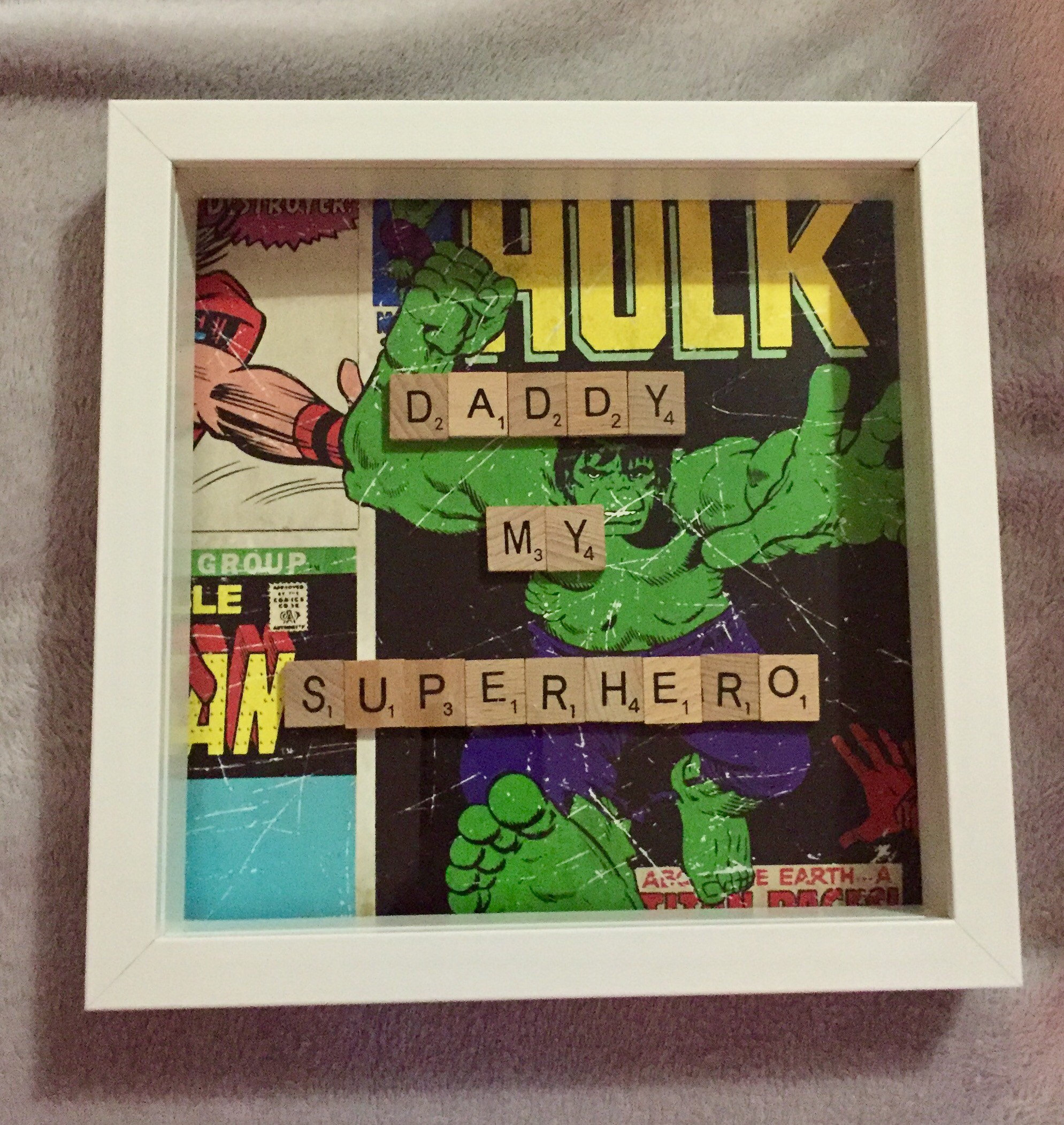Daddy Scrabble Frame SUPERHERO Scrabble Frame, Fathers Day Gift, Scrabble Wall Art ...