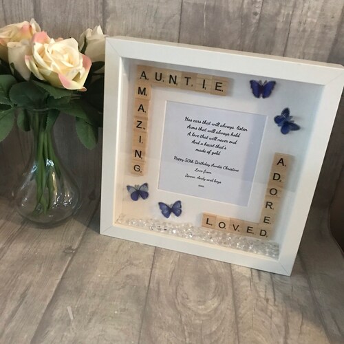 Personalised 'Best Auntie' Wooden Photo Frame - Engraved Driftwood Portrait Gift