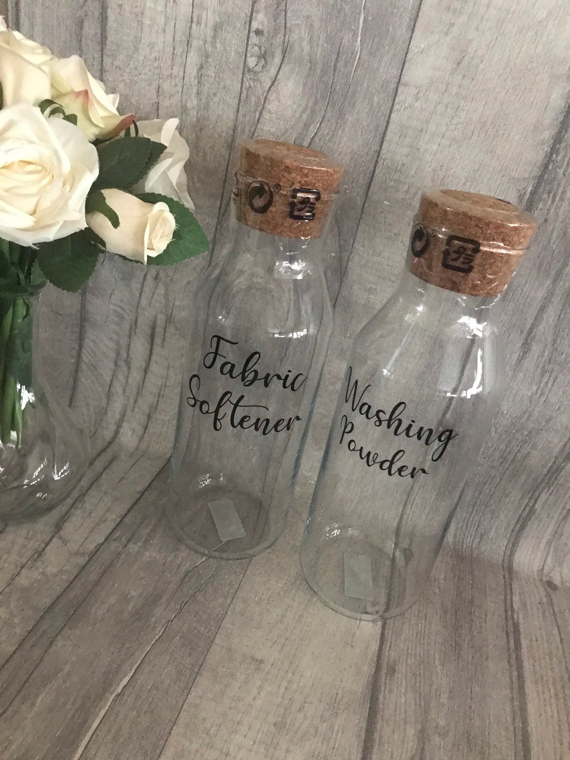 Glass Storage Bottle Cork Top Bottle laundry Jars Mrs Hinch Etsy UK