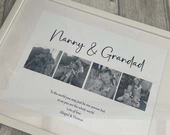 Personalised Nanny & Grandad Frame, Grandparents Gift, Family print
