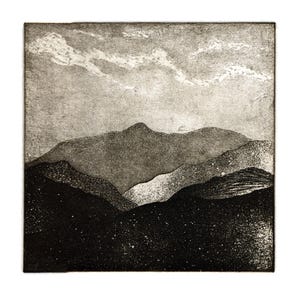 Original etching inspired by Mountains of the Scottish Highlands