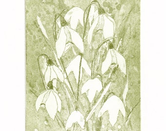 Snowdrops II. Etching Fine Art Original Print