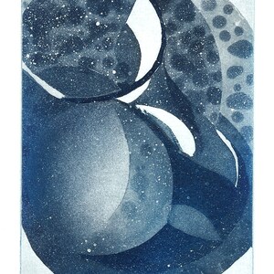 Abstract Fine Art Original Etching Print inspired by sea shells