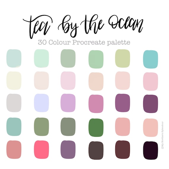 Procreate Colour Palette Tea by the Ocean 30 Colours | Etsy