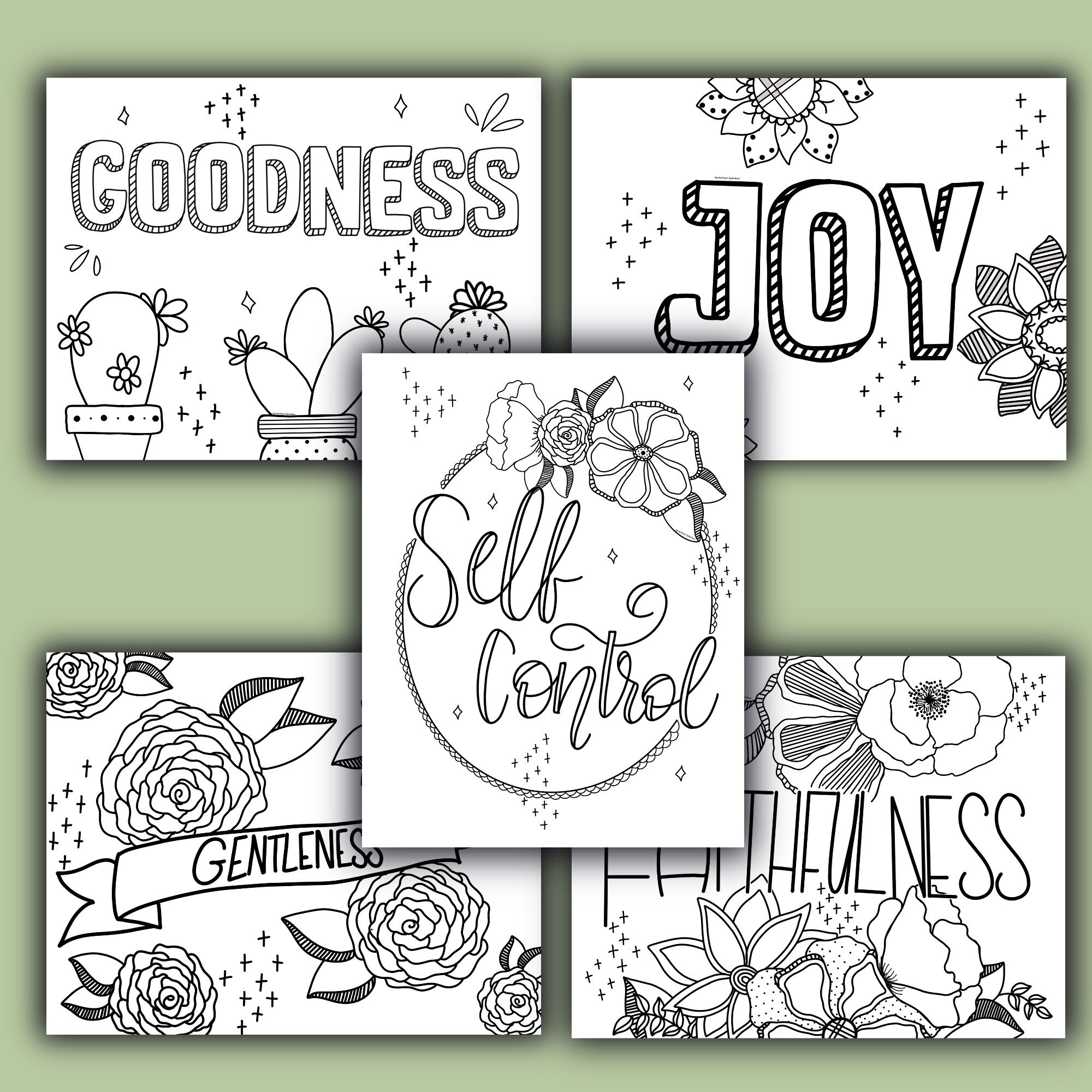 Colouring Pages Fruit of the Spirit Adults and Kids Christian Colouring
