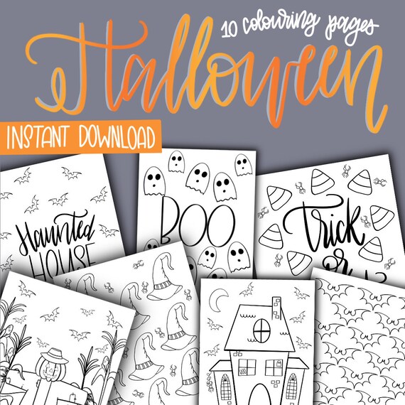 Halloween Colouring Sheets 10 Pages INSTANT DOWNLOAD
