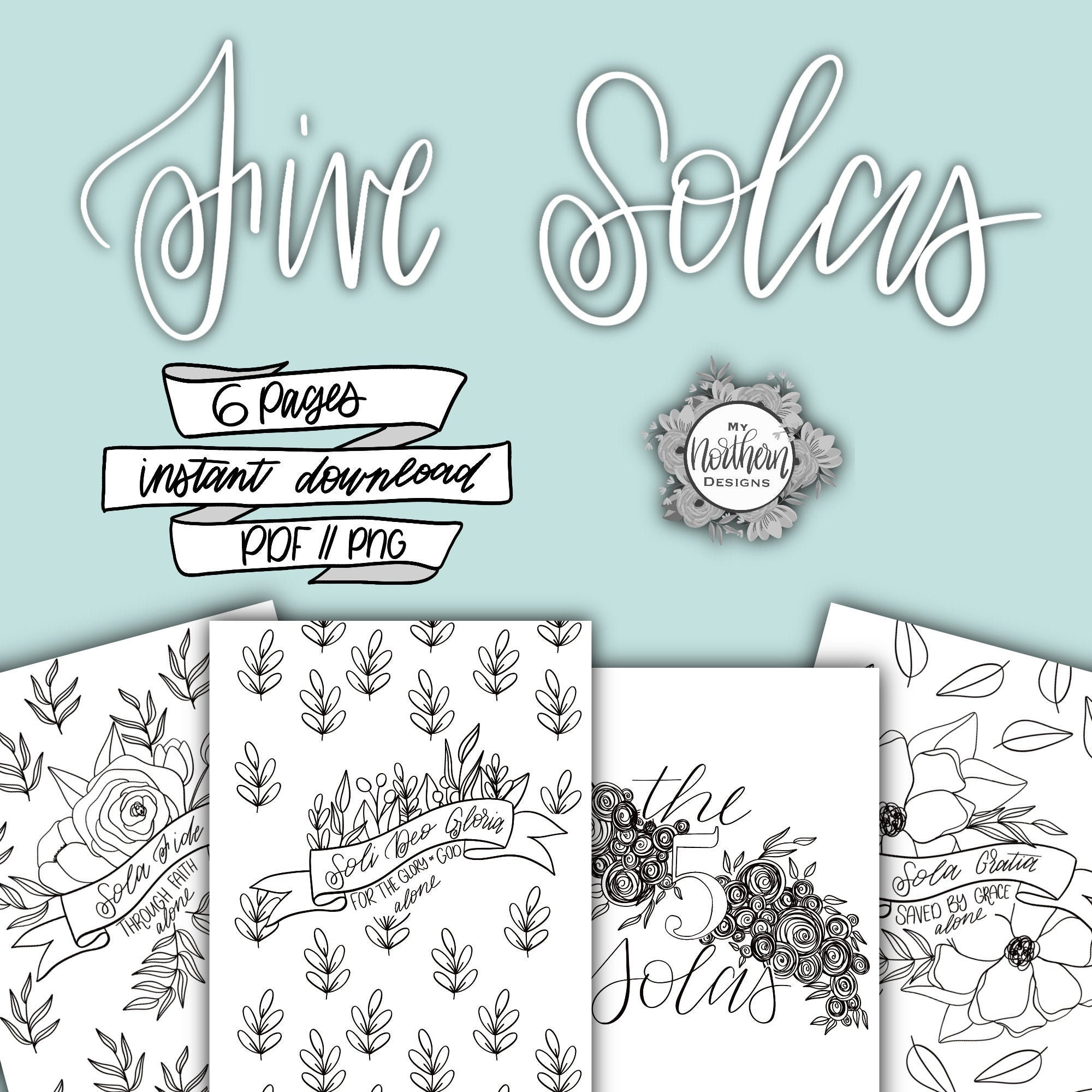 5 Solas Colouring Sheets Christian Colouring Pages - Etsy Australia