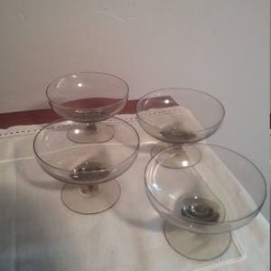 Vintage Smokey Grey/Black Crystal Glasses Set of 4