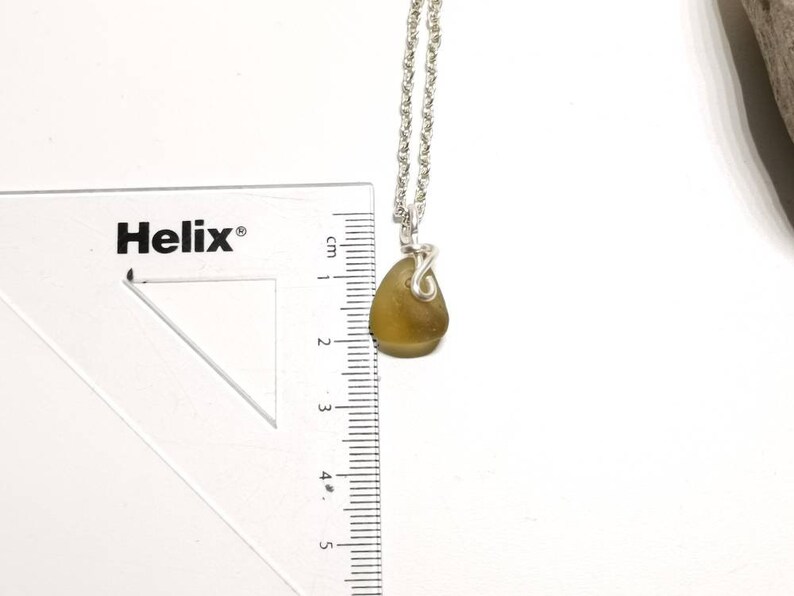 silver-plated wire necklace Yellow sea glass pendant