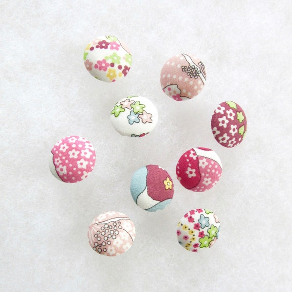 5 boutons recouverts de liberty of london mauvey -14mm