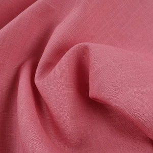 Pure linen fabric, solid color Rose