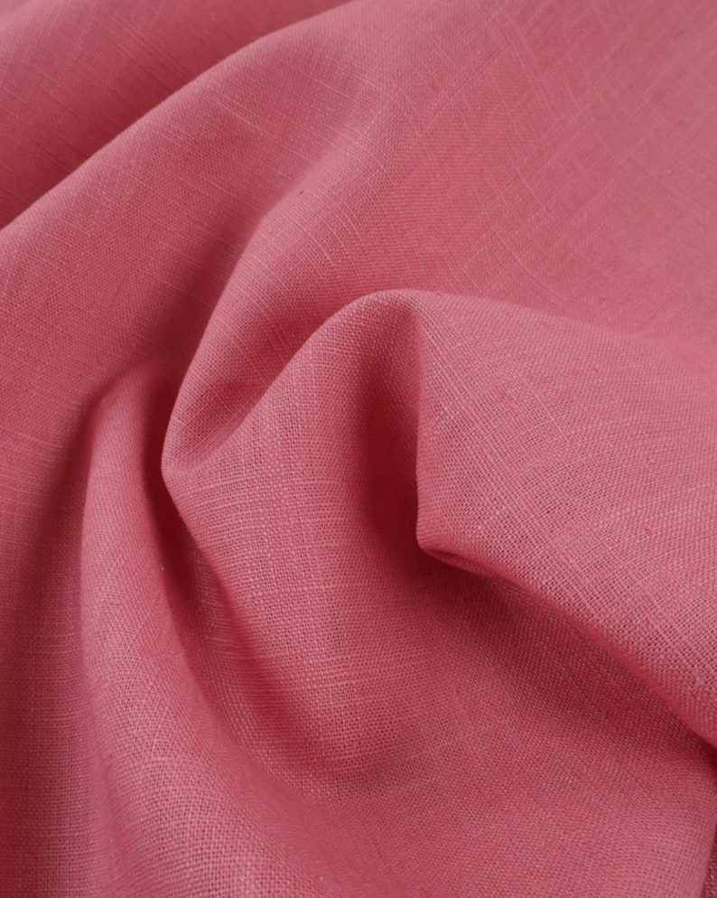 Pure linen fabric, solid color Rose