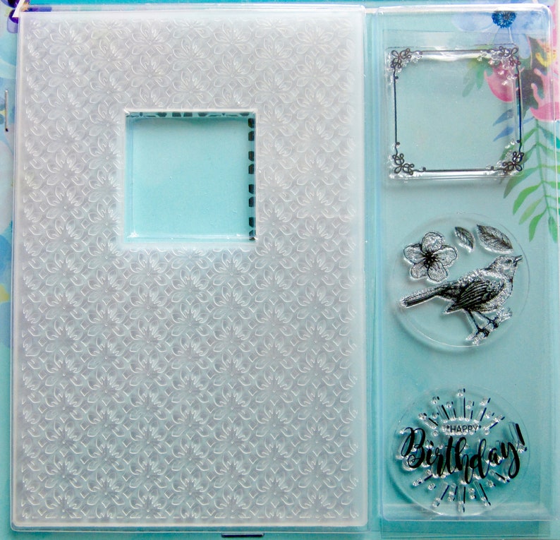 Anniversary embossing and transparent stamp set