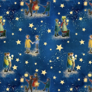 Baumwollstoff Kinder und Sterne - 145x50cm
