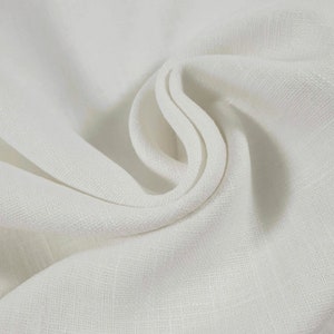 Pure linen fabric, solid color Blanc porcelaine