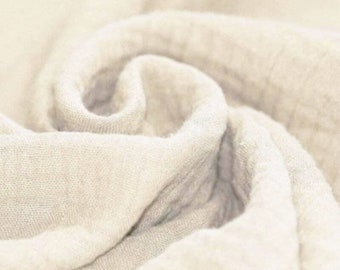 Natural white cotton double gauze fabric - 50cm