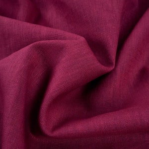 Pure linen fabric, solid color Rouge framboise